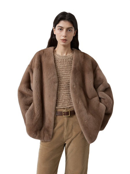 Louvre Mink V-Neck Jacket