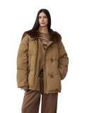 Street Badge Fox Fur Large Lapel Down Parka Jacket