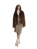 Margaret Mid-Century Style Contrasting Color Rex Rabbit Coat