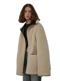 “August Night”Wool Leather Reversible Shearling Jacket