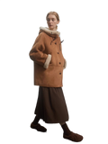 "Danish Winter" Shearling Wool Contrasting Artificial Compositesuede Coat Hooded Short Style