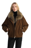 Custom-Woven Flocked Denim, Detachable Raccoon Fur Collar, 90% White Goose Down Jacket, Loose Parka for Women