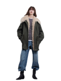 Green Mile Miracle Loose Drawstring Down Removable Mid-Length Jacket