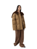 Street Badge Fox Fur Large Lapel Down Parka Jacket