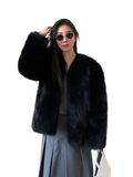 Black Sugar Champagne Finland Saga Fox Fur Coat Fashion Cardigan