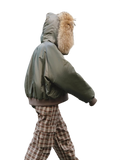 Cool and Sharp, Fashionable Casual Design, Warm Short Style, Large Hood, Raccoon Fur Collar Style Jacket
