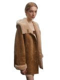 "Danish Winter" Shearling Wool Contrasting Artificial Compositesuede Coat Hooded Short Style