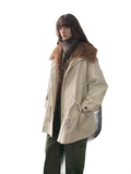 Green Mile Miracle Loose Drawstring Down Removable Mid-Length Jacket