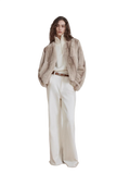 Margaret Mid-Century Style Contrasting Color Rex Rabbit Coat