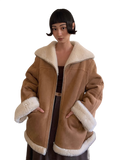“August Night”Wool Leather Reversible Shearling Jacket