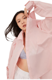 "Spring and Summer Prank" Tencel Jacquard Striped Long-Sleeved Shirt Jacket Women's Loose Top