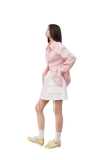 "Spring and Summer Prank" Tencel Jacquard Striped Long-Sleeved Shirt Jacket Women's Loose Top