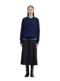 "Library Diary" Machine Washable Premium Wool Women's Polo Neck Loose Top