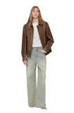South City Old Lane Vintage Brown Aviator Leather Jacket