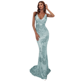 Marissa Aqua Sequin Gown