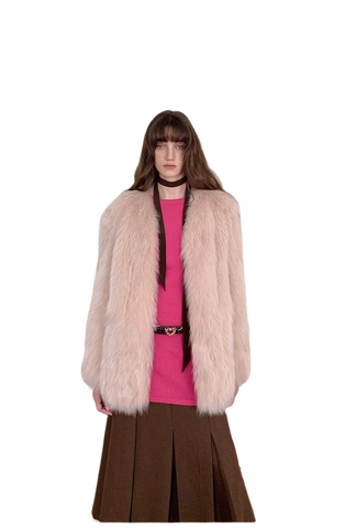 Black Sugar Champagne Finland Saga Fox Fur Coat Fashion Cardigan