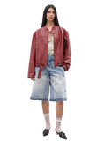 Caramel Mountain Retro Sheepskin Stand Collar Short Motorcycle Jacket