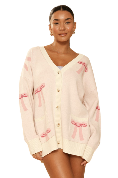 All Over Bow Knit Cardigan