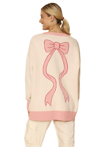 Varsity Knit Bow Cardigan