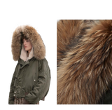 Cool and Sharp, Fashionable Casual Design, Warm Short Style, Large Hood, Raccoon Fur Collar Style Jacket
