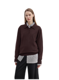 "Library Diary" Machine Washable Premium Wool Women's Polo Neck Loose Top