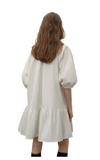 "Dream Island" Hepburn Style White Dress Temperament High-End Puff Sleeve Dress for Women