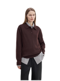 "Library Diary" Machine Washable Premium Wool Women's Polo Neck Loose Top