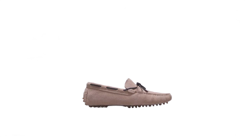 Laced Driving Loafers, Taupe Suede