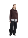 "Library Diary" Machine Washable Premium Wool Women's Polo Neck Loose Top