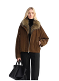 Custom-Woven Flocked Denim, Detachable Raccoon Fur Collar, 90% White Goose Down Jacket, Loose Parka for Women