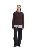 "Library Diary" Machine Washable Premium Wool Women's Polo Neck Loose Top