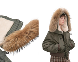 Cool and Sharp, Fashionable Casual Design, Warm Short Style, Large Hood, Raccoon Fur Collar Style Jacket