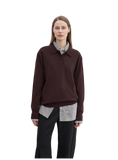 "Library Diary" Machine Washable Premium Wool Women's Polo Neck Loose Top