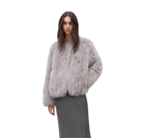 Morning Mist Manor Urban Chic Chicken Heart Collar Drop Shoulder Fox Fur Coat