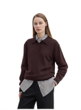"Library Diary" Machine Washable Premium Wool Women's Polo Neck Loose Top