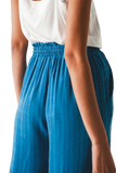Wide Leg Drawstring Pants in Blue