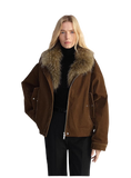 Custom-Woven Flocked Denim, Detachable Raccoon Fur Collar, 90% White Goose Down Jacket, Loose Parka for Women