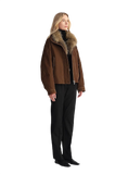 Custom-Woven Flocked Denim, Detachable Raccoon Fur Collar, 90% White Goose Down Jacket, Loose Parka for Women