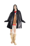 Notting Hill Diary Limited Edition Waxed Goat Leather/Retro Casual Lapel Mid-Length Leather Jacket