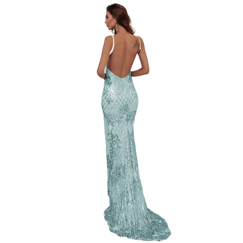 Marissa Aqua Sequin Gown