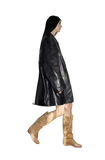 Notting Hill Diary Limited Edition Waxed Goat Leather/Retro Casual Lapel Mid-Length Leather Jacket
