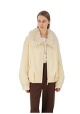 "Mariette" Detachable Tuscan Fur Collar Down Jacket Lining Short Parka