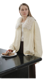 "Mariette" Detachable Tuscan Fur Collar Down Jacket Lining Short Parka
