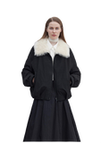 "Mariette" Detachable Tuscan Fur Collar Down Jacket Lining Short Parka