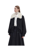 "Mariette" Detachable Tuscan Fur Collar Down Jacket Lining Short Parka