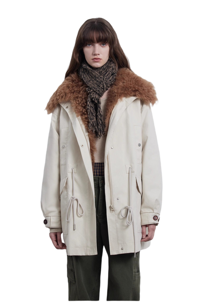 Green Mile Miracle Loose Drawstring Down Removable Mid-Length Jacket