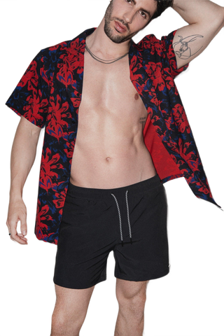 Saint Tropez Red Vintage Floral Cabana Shirt