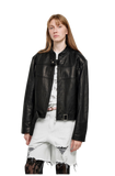 Caramel Mountain Retro Sheepskin Stand Collar Short Motorcycle Jacket
