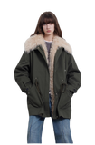 Green Mile Miracle Loose Drawstring Down Removable Mid-Length Jacket
