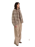 Imported Purple Label Mink Coat Horizontal Ridge Leaning Against the Ridge Craft Mink Fur Coat